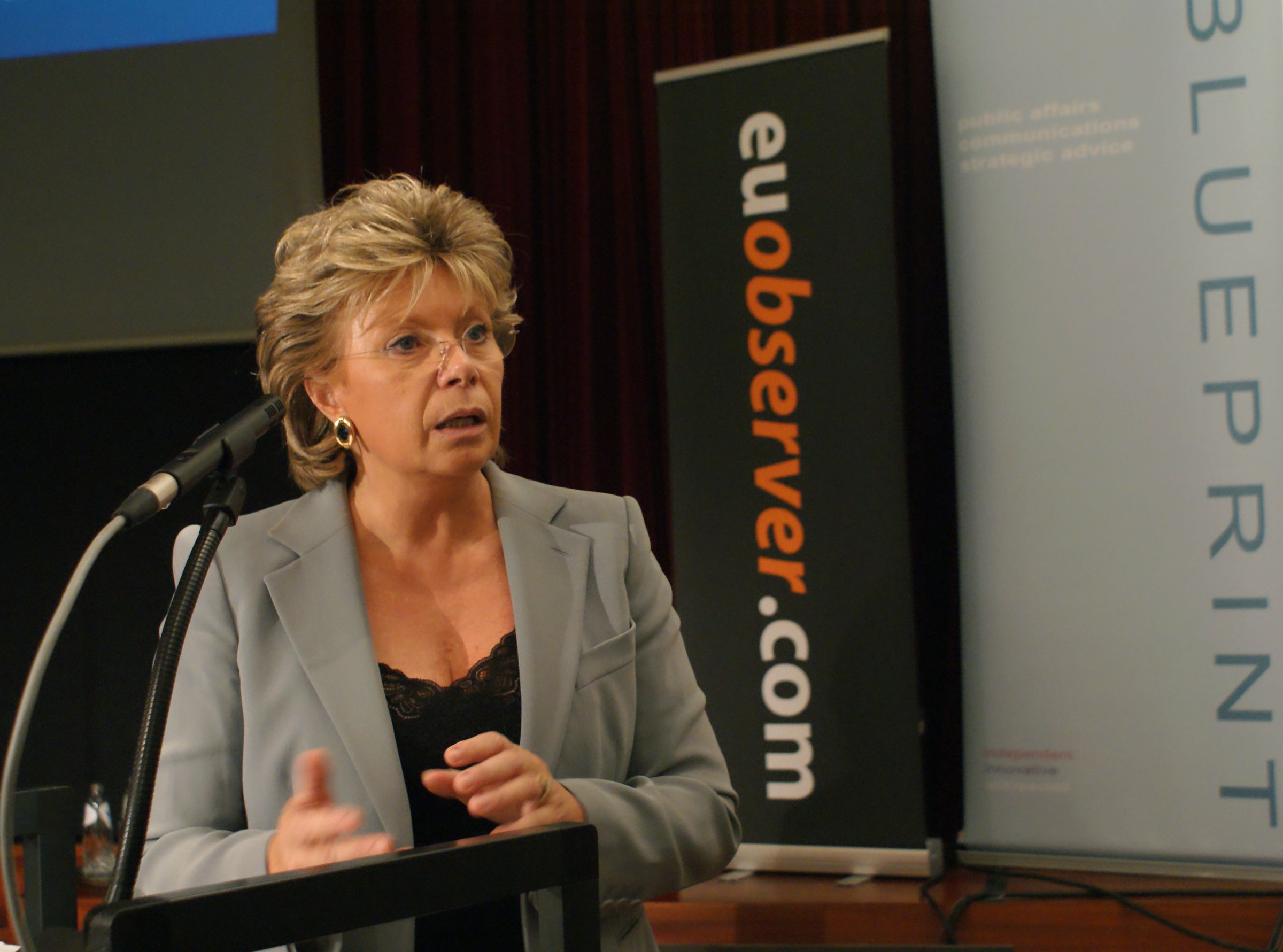 Ms Reding reacts with horror at the suggestion newspapers receive public funding <a target="_blank">(Photo: Sandrine Muscarella)</a>