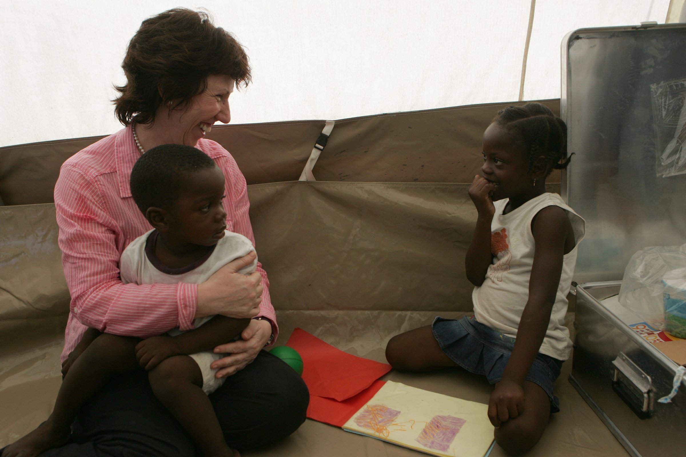 Ashton showed pictures of herself with children in earthquake-struck Haiti in a 'touching' and 'surprising' speech <a target="_blank" href="http://ec.europa.eu">(Photo: ec.europa.eu)</a>
