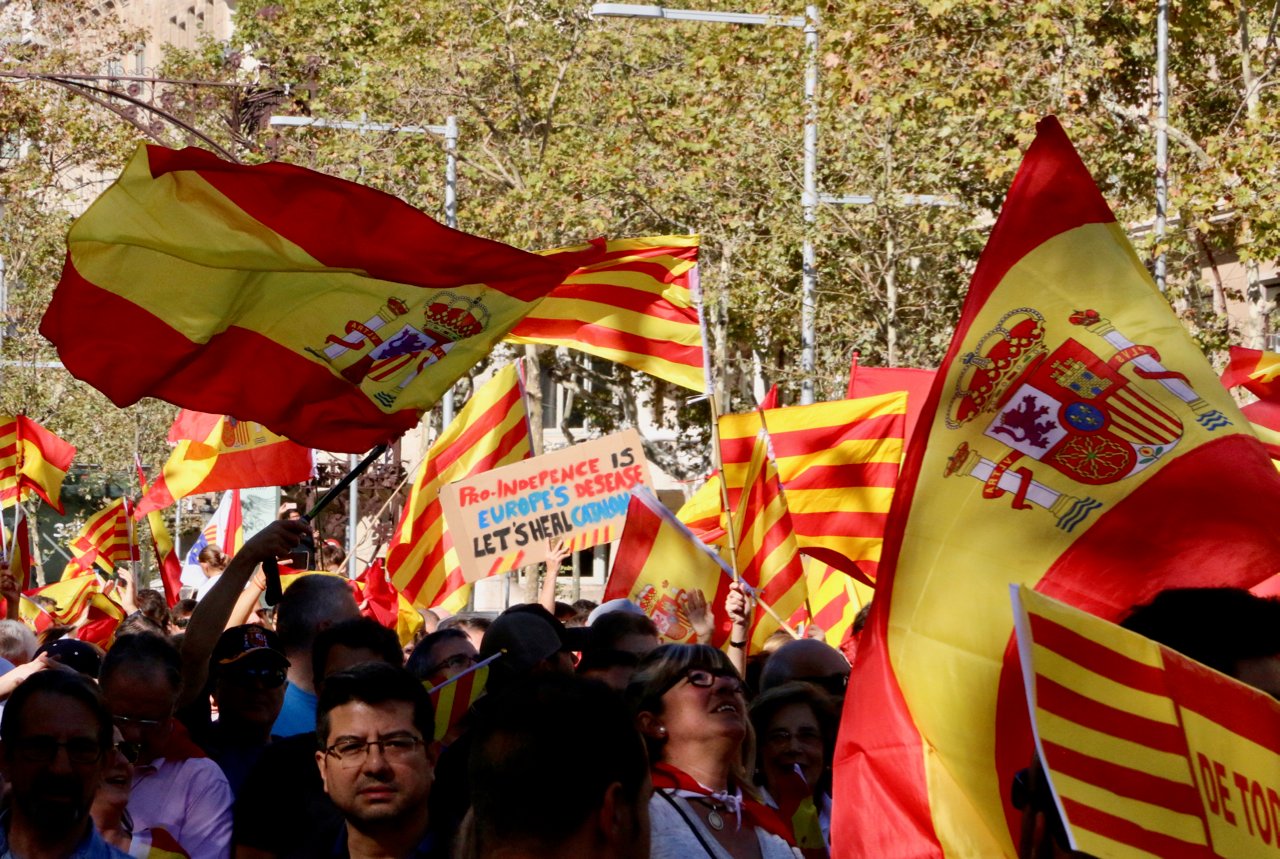 "This is a situation that we should not reach in Spain, because Spain is a democracy", said one of the over 300,000 people at a weekend demonstration to defend Spain's unity (Photo: Helena Spongenberg)