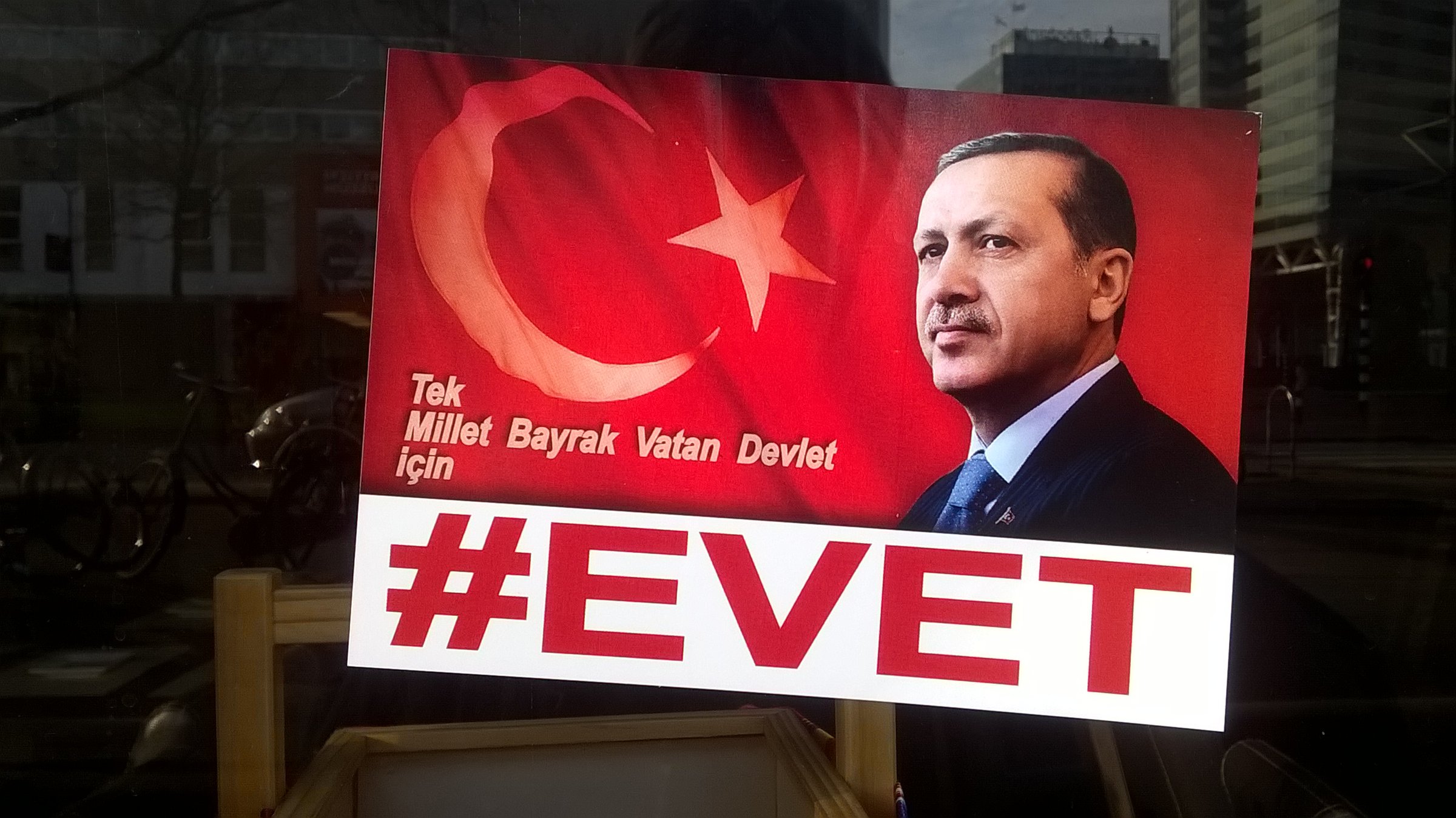 President Recep Tayyip Erdogan campaign poster from the previous Turkish election, in 2017. He has now been in power for two decades, as president since 2014, and before that prime minister from 2003 to 2014 <a target="_blank" href="https://www.flickr.com/photos/bulgerhoog/">(Photo: Erik de Haan)</a>