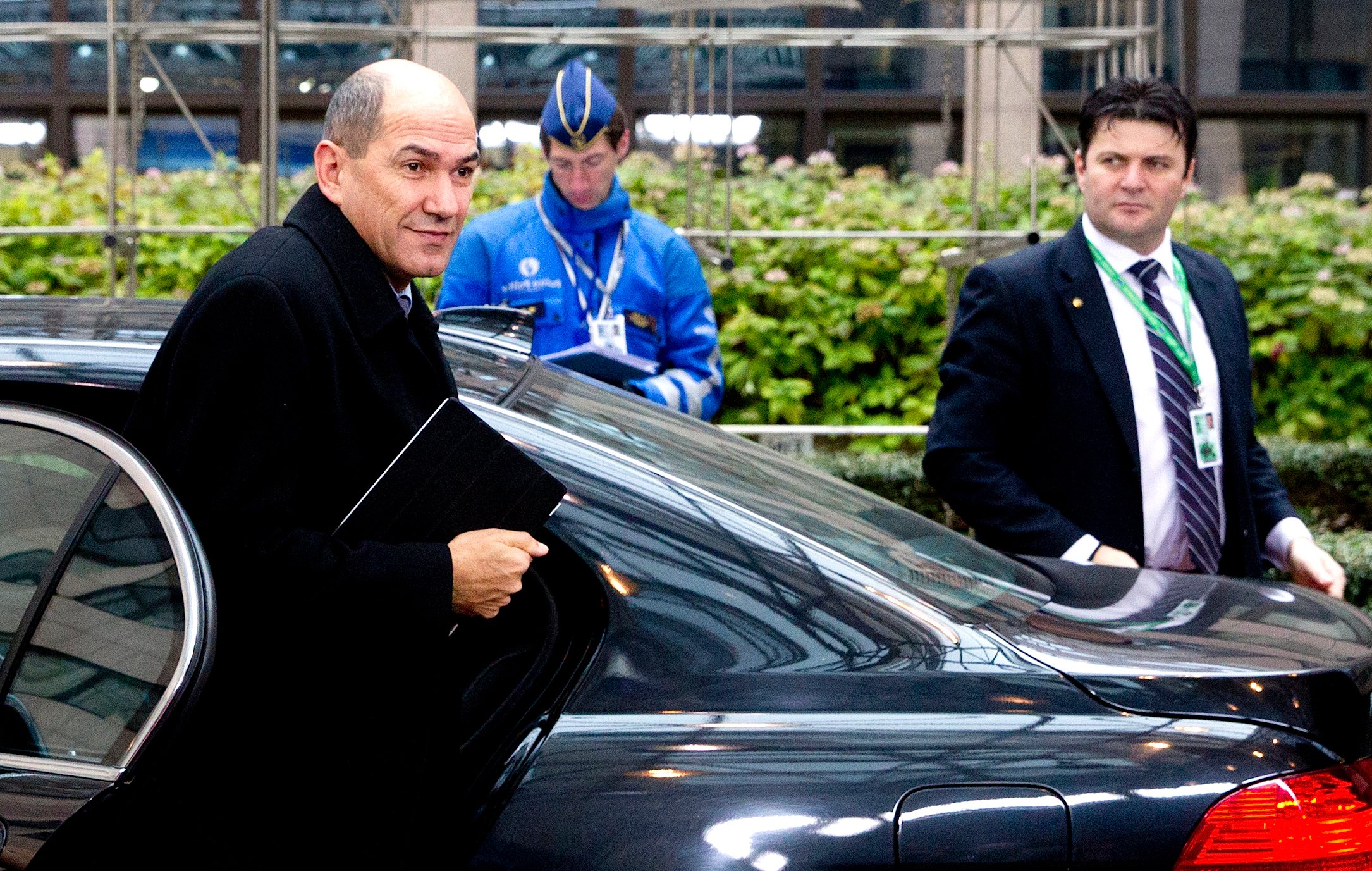 Jansa (l) arriving at EU Council in his time as PM (Photo: consilium.europa.au)