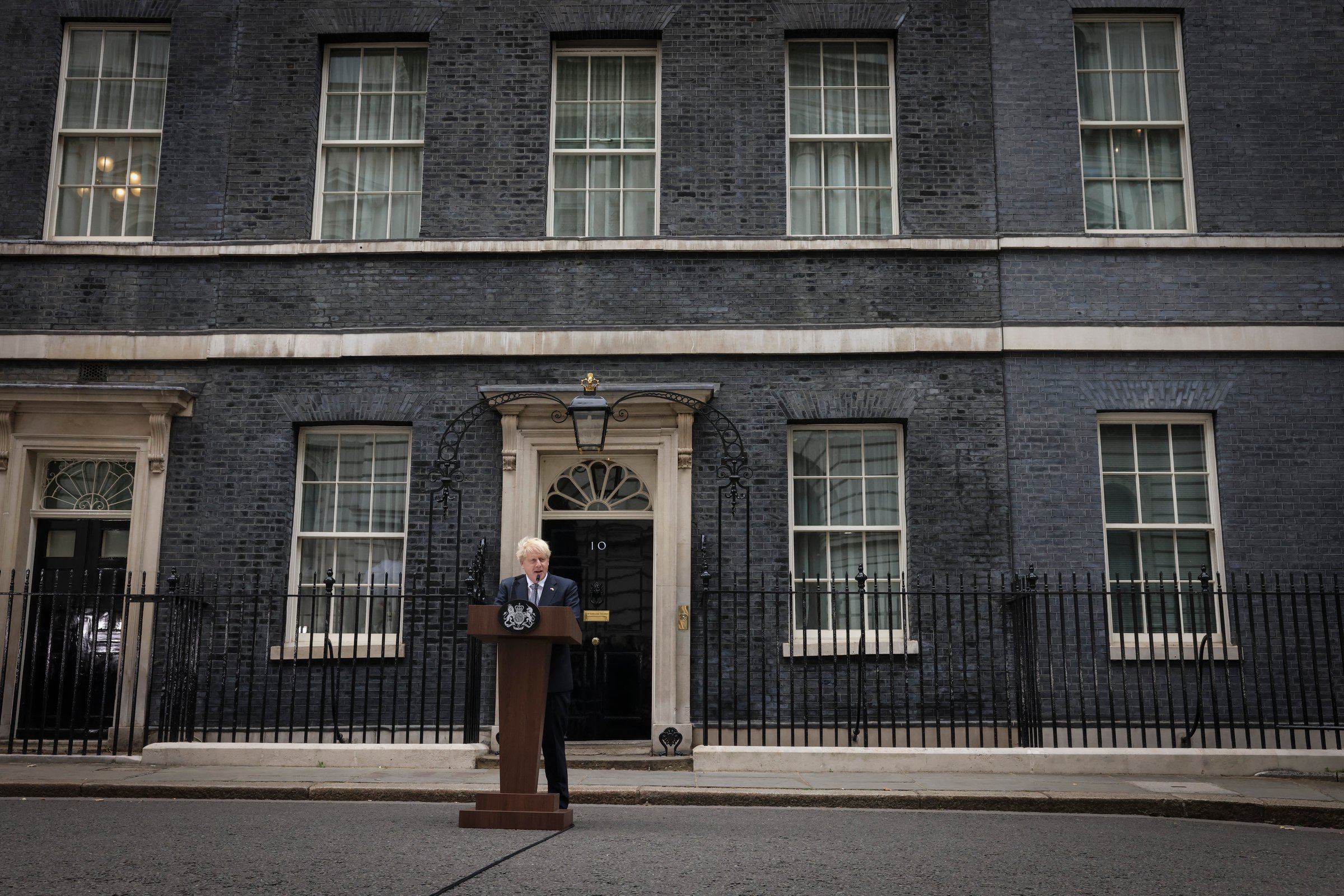 Boris Johnson resigning on Thursday, outside Downing Street — blaming the 'herd instinct' of his own MPs, without apologising (Photo: Downing Street)