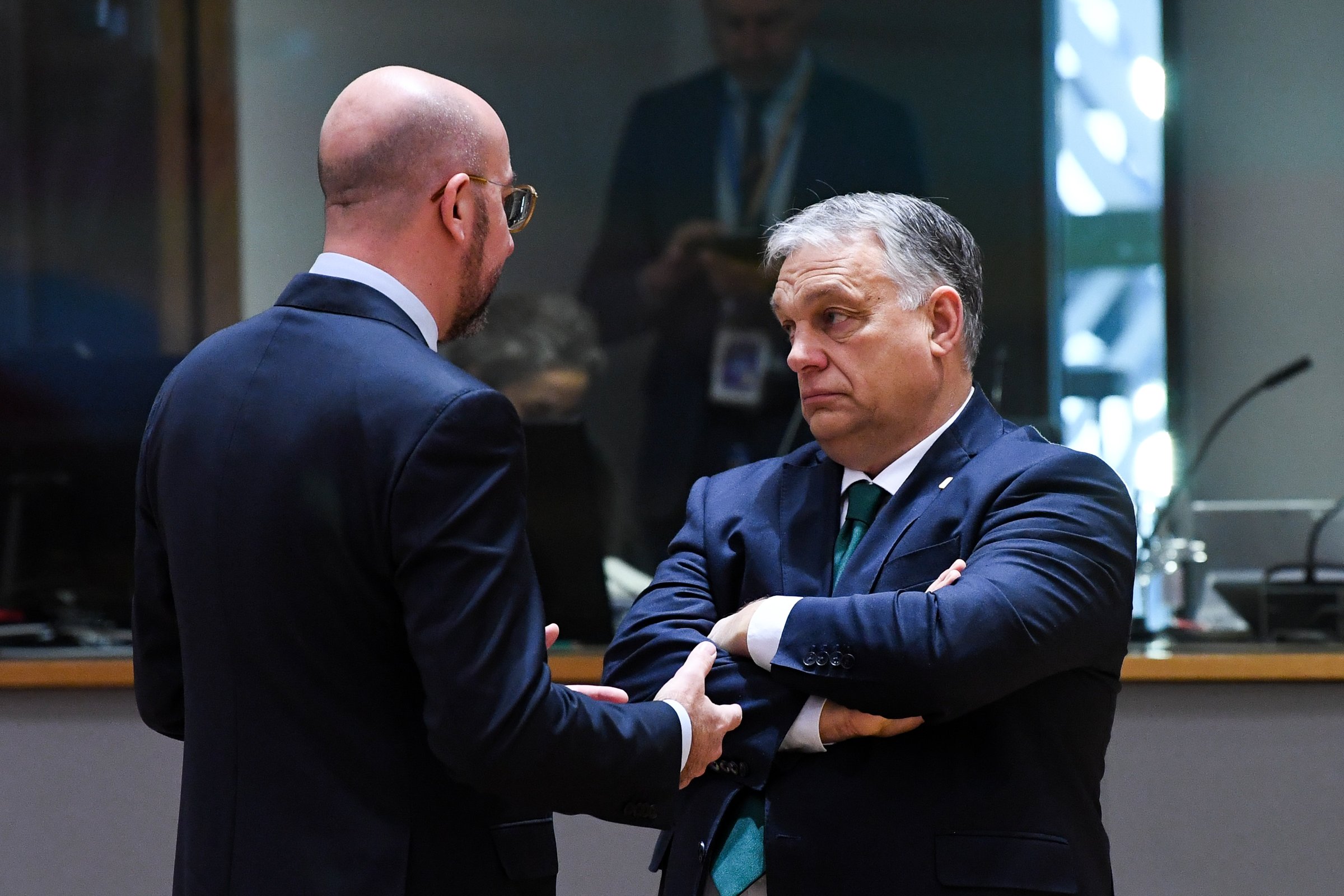 EU Council president Charles Michel (left) confronting Viktor Orban (Photo: consilium.europa.eu)