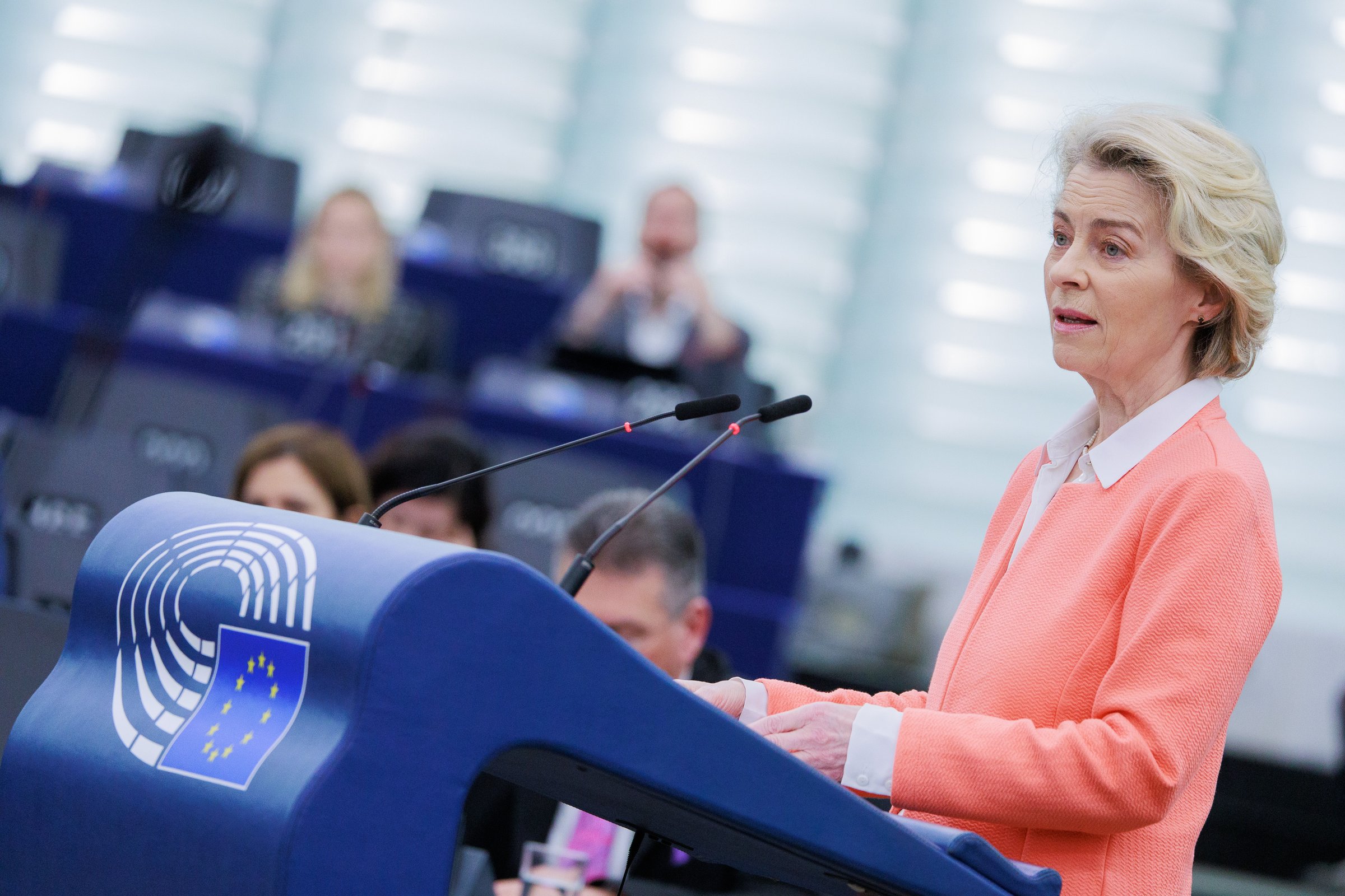 Ursula von der Leyen faced down a fourth motion of censure against her commission. She was not present in the plenary in Strasbourg on Thursday during the vote (Photo: EC - Audiovisual Service)