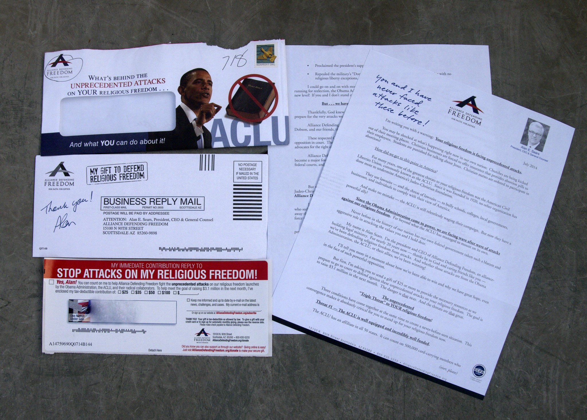 Alliance Defending Freedom mail correspondence in the US (Photo: Judith E. Bell)