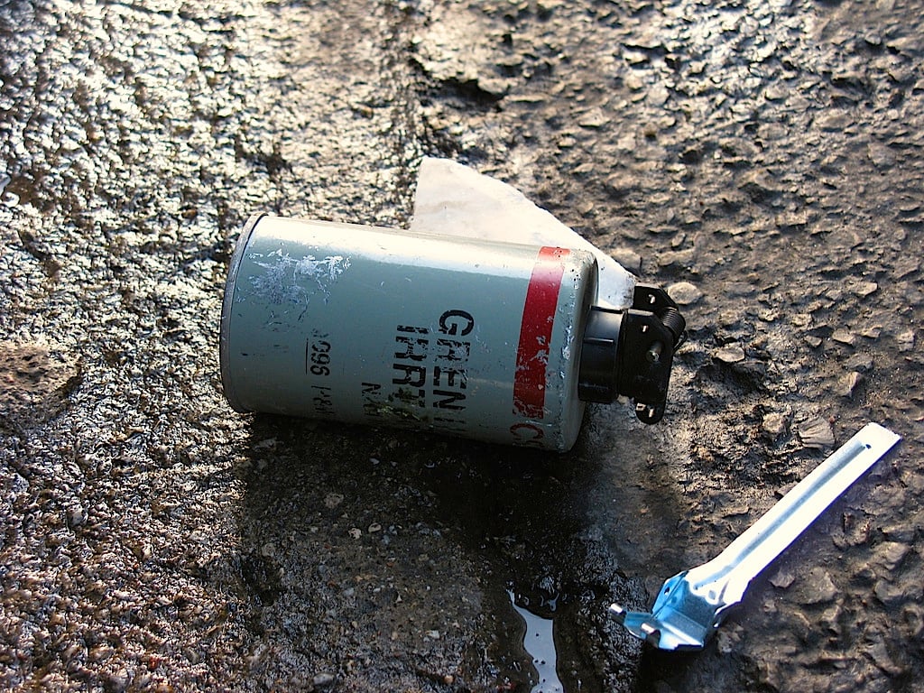 Tear-gas canister: British police made some 150 arrests over the weekend  (Photo: Tilemahos Efthimiadis)