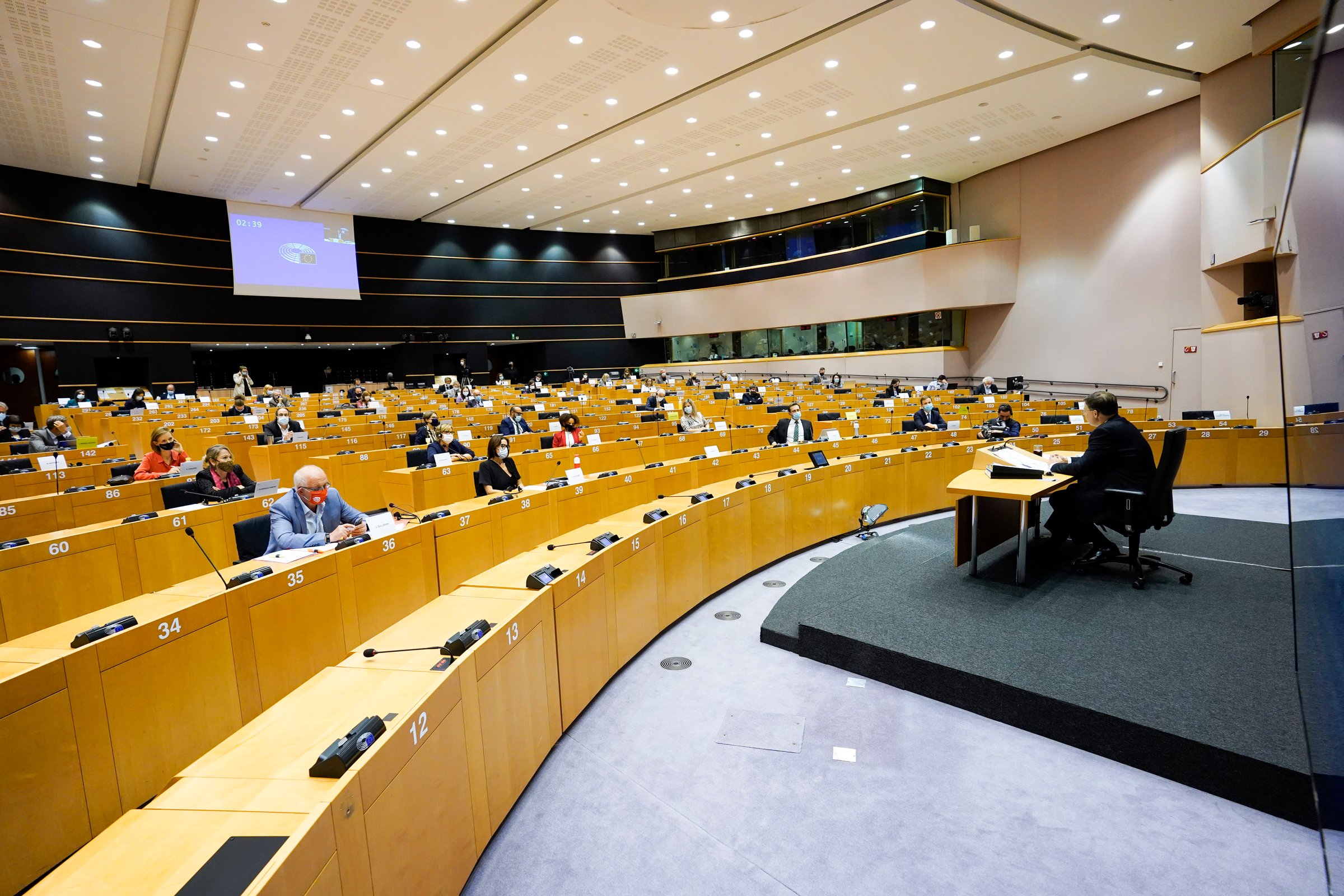 EU commissioner and vice-president Valdis Dombrovskis under the spotlight, back in 2019 (Photo: European Parliament)