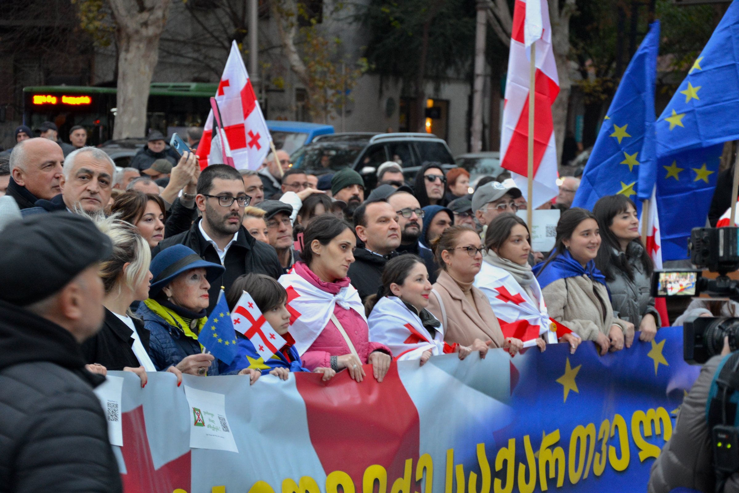 Tbilisi protest on 4 November 2024. Many know the fate awaiting them yet continue to protest — this is about their future: freedom in the European Union or Belarus-style Russian vassalage (Photo: Jelger Groeneveld)
