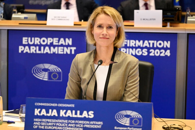 EU commission foreign affairs chief Kaja Kallas during the 2024 confirmation hearings