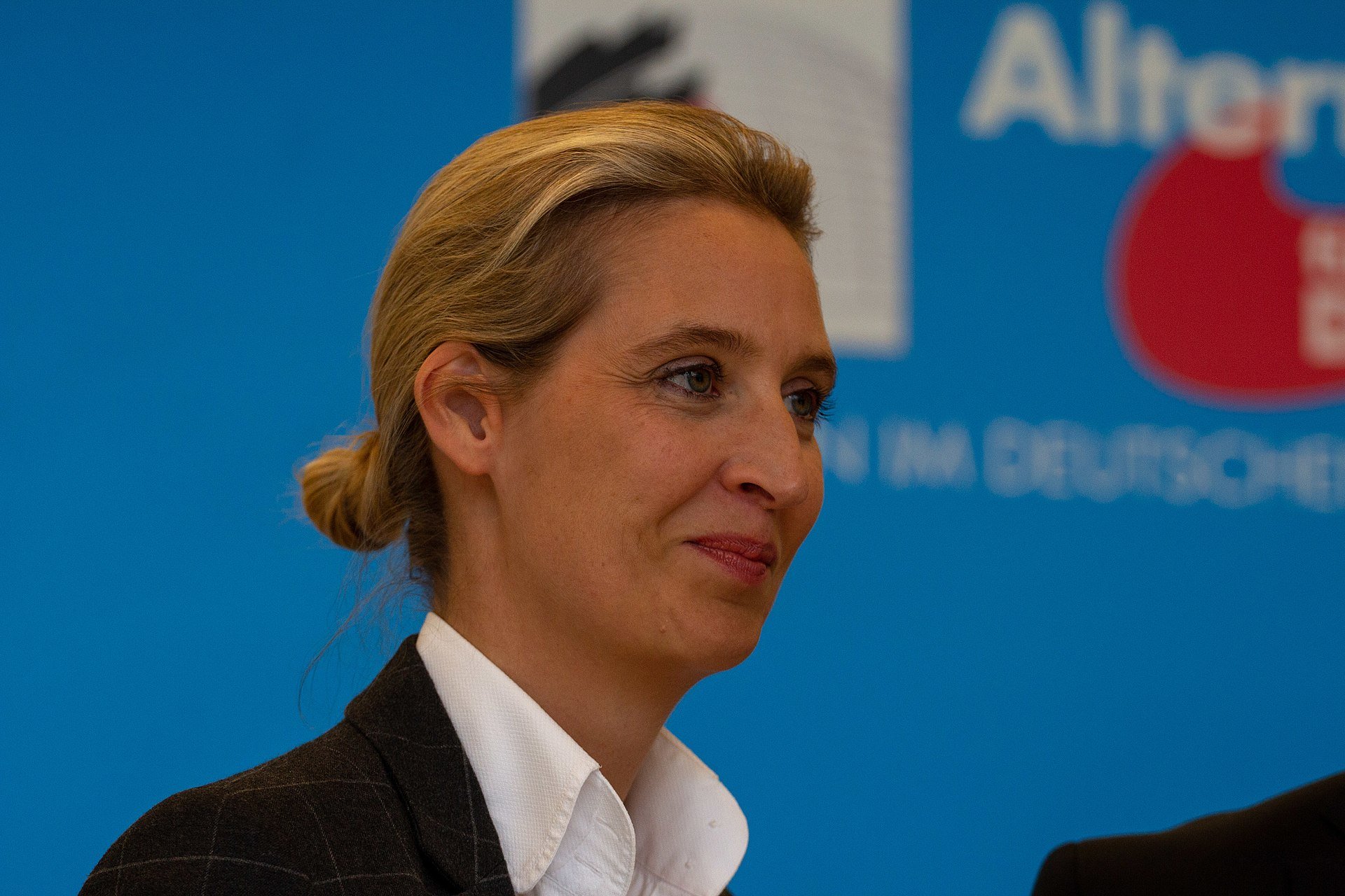 The AfD's Alice Weidel — who lives in Switzerland, with a Sri Lankan woman, and worked for Goldman Sachs — yet portrays herself as the voice of Germany's white underclass  (Photo: Wikimedia)
