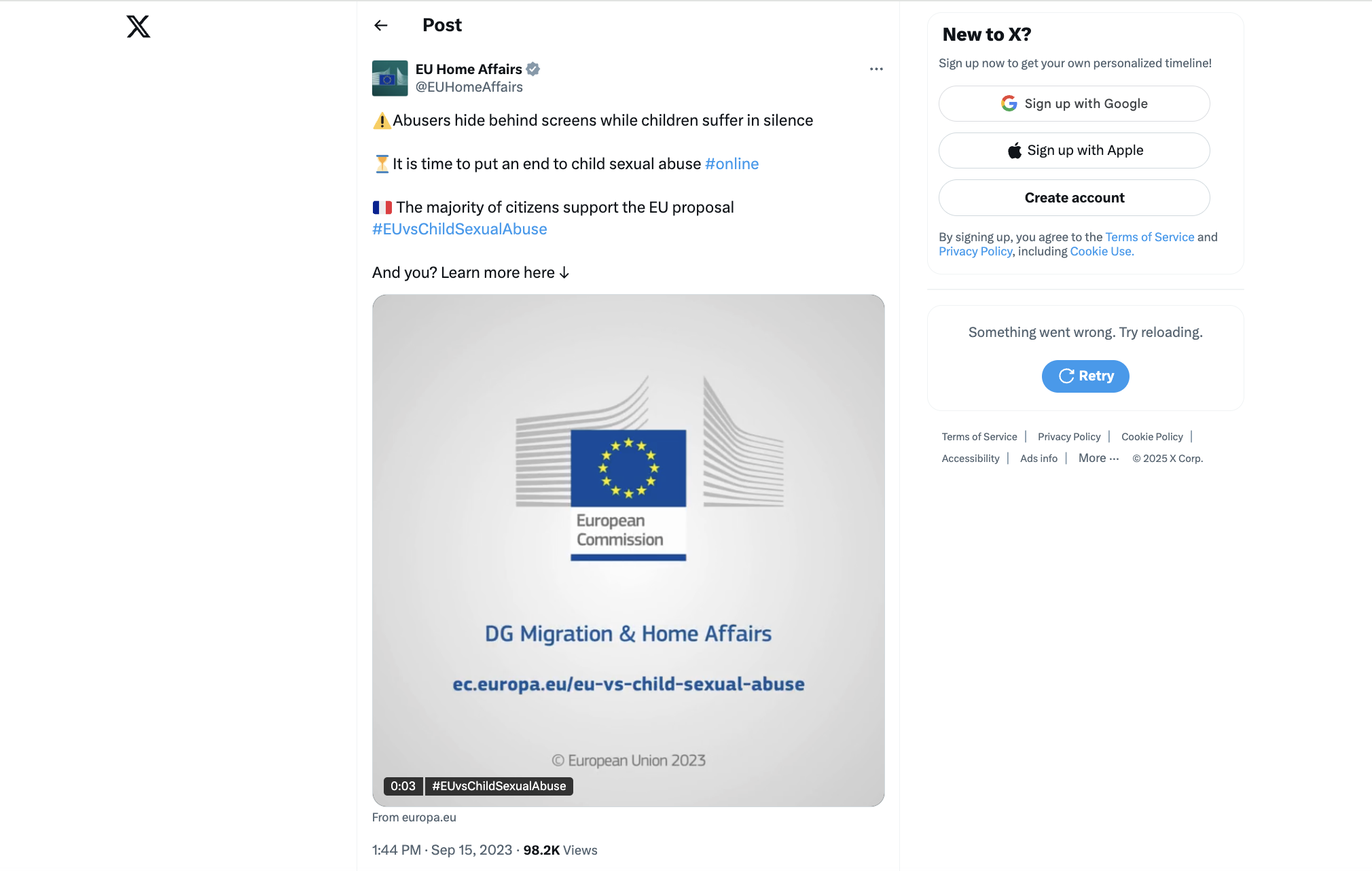 A screenshot of the ad DG HOME did not want to show X users in certain sensitive ad segments
