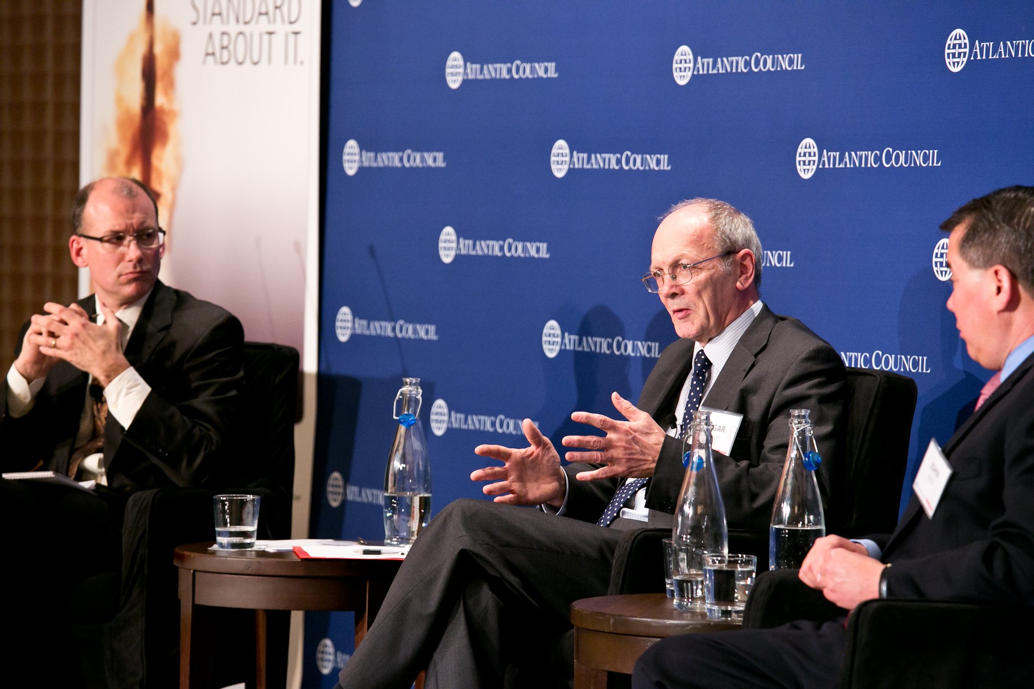 Edgar Buckely (centre) speaks of his time as assistant secretary general of Nato for defence planning and operations
 (Photo: Atlantic Council)