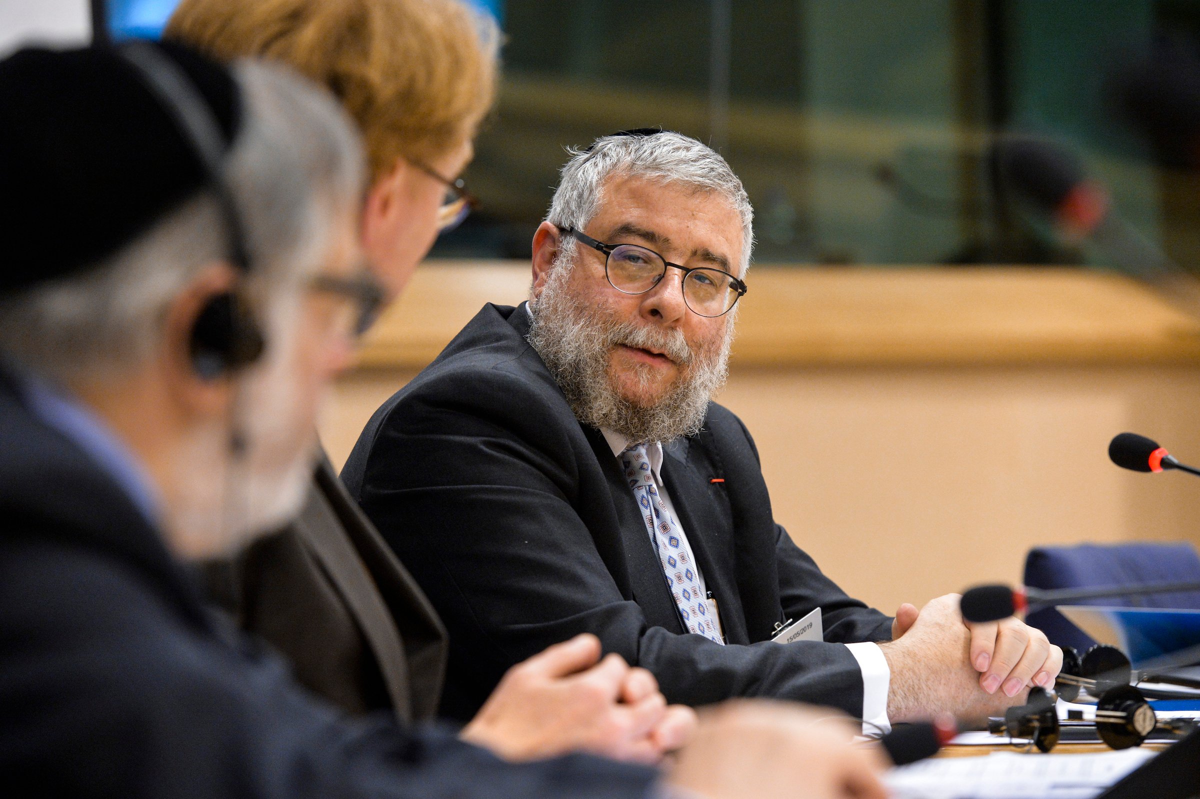 Rabbi Pinchas Goldschmidt at the EU Parliament (in Brussels in 2019). 'The Israelis don't really have the eyes and the ears to see the suffering on the other side of the border' (Photo: EU Parliament)
