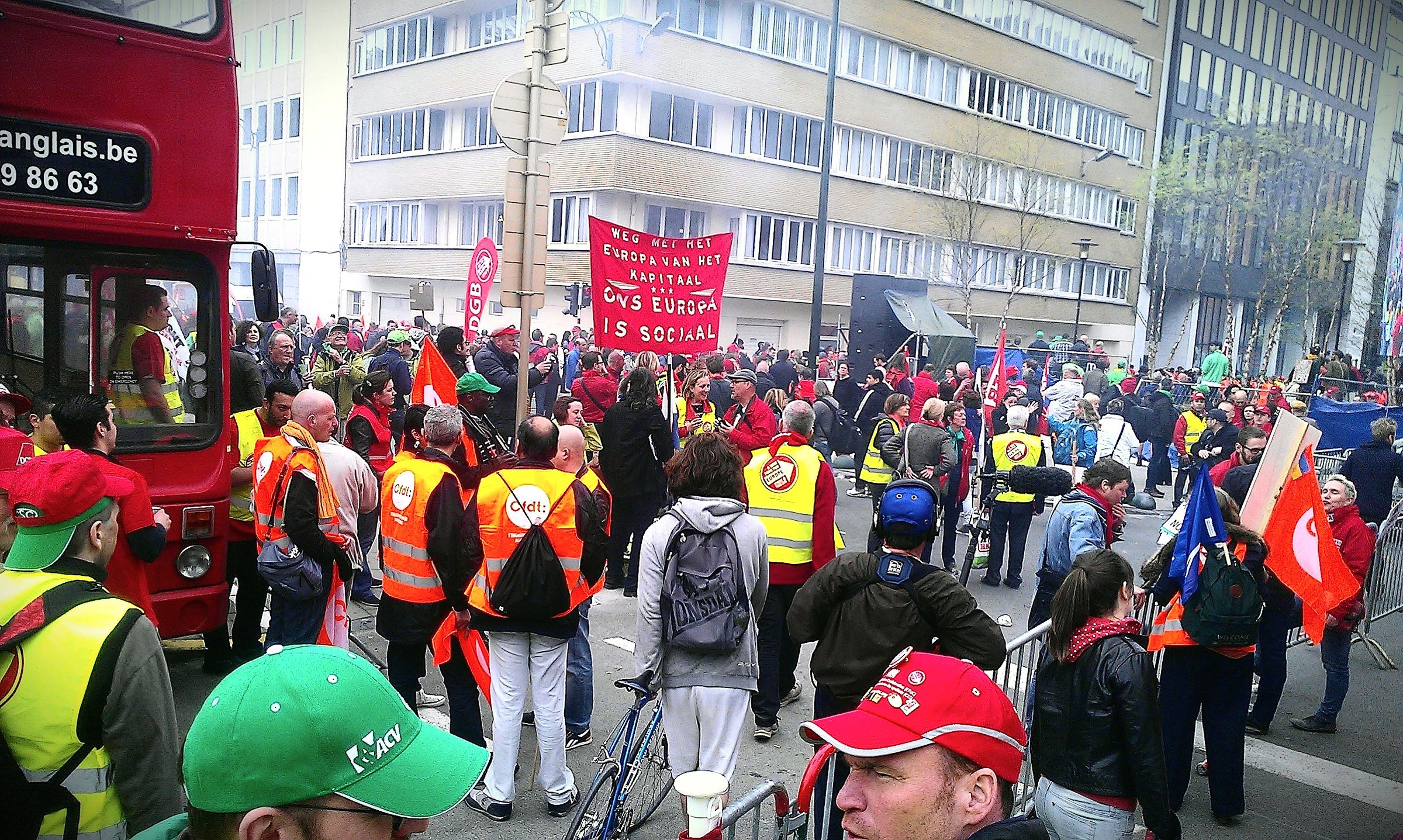 A workers' protest in Belgium. The report highlights policies by the current Italian government, headed by hard-right prime minister Georgia Meloni, which proposed the criminalisation of protests and strikes (Photo: Maebh McMahon)