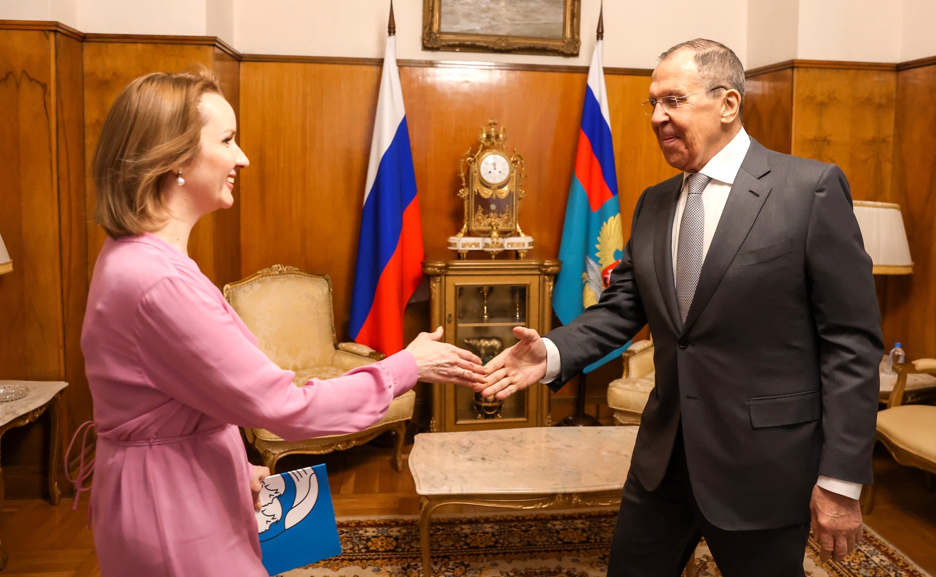Russian foreign minister Sergei Lavrov with Maria Lvova-Belova in 2023 — a  Russian official who is wanted by the International Criminal Court in The Hague for kidnapping Ukrainian children <a target="_blank">(Photo: kremlin.ru)</a>