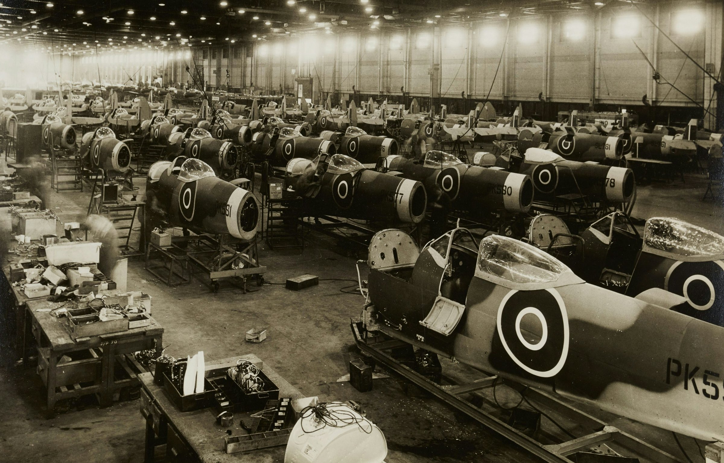 Spitfire factory in Birmingham during World War Two. The European Defence Industrial Programme crisis derogations would allow corporations to override existing protections in the name of 'continuity of production' (Photo: Birmingham Museums Trust)