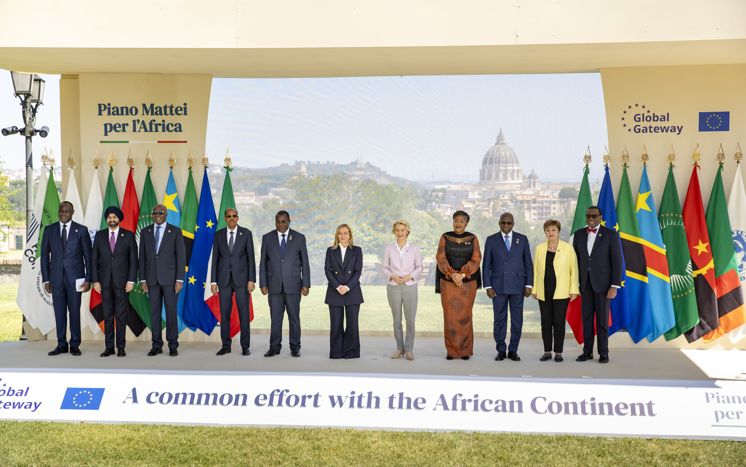 Giorgia Meloni's (centre)'Mattei Plan' dovetails with the EU's Global Gateway programme.