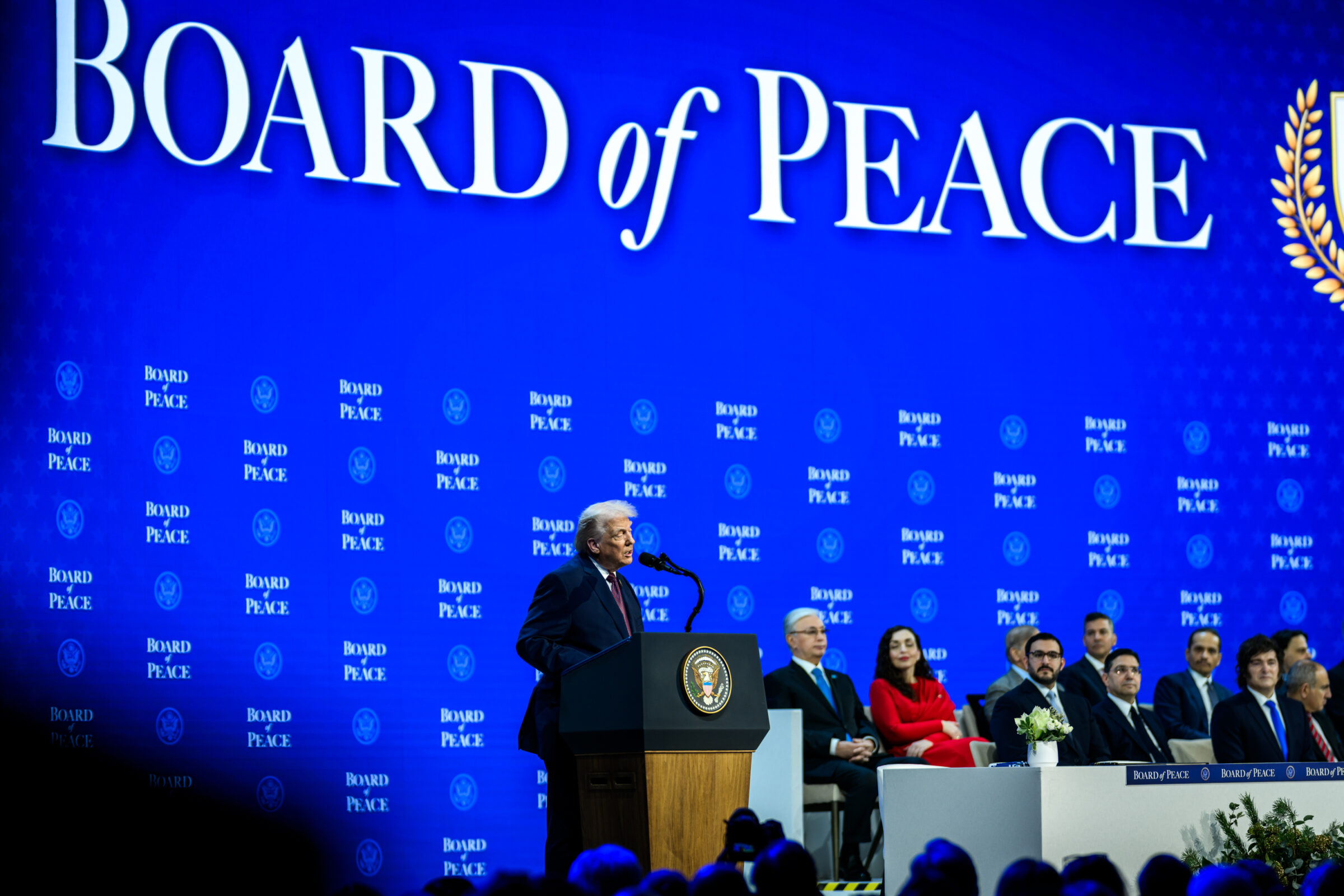 President Donald Trump participates in the Board of Peace charter announcement and signing ceremony during the World Economic Forum in Davos in January
(Official White House Photo by Daniel Torok)