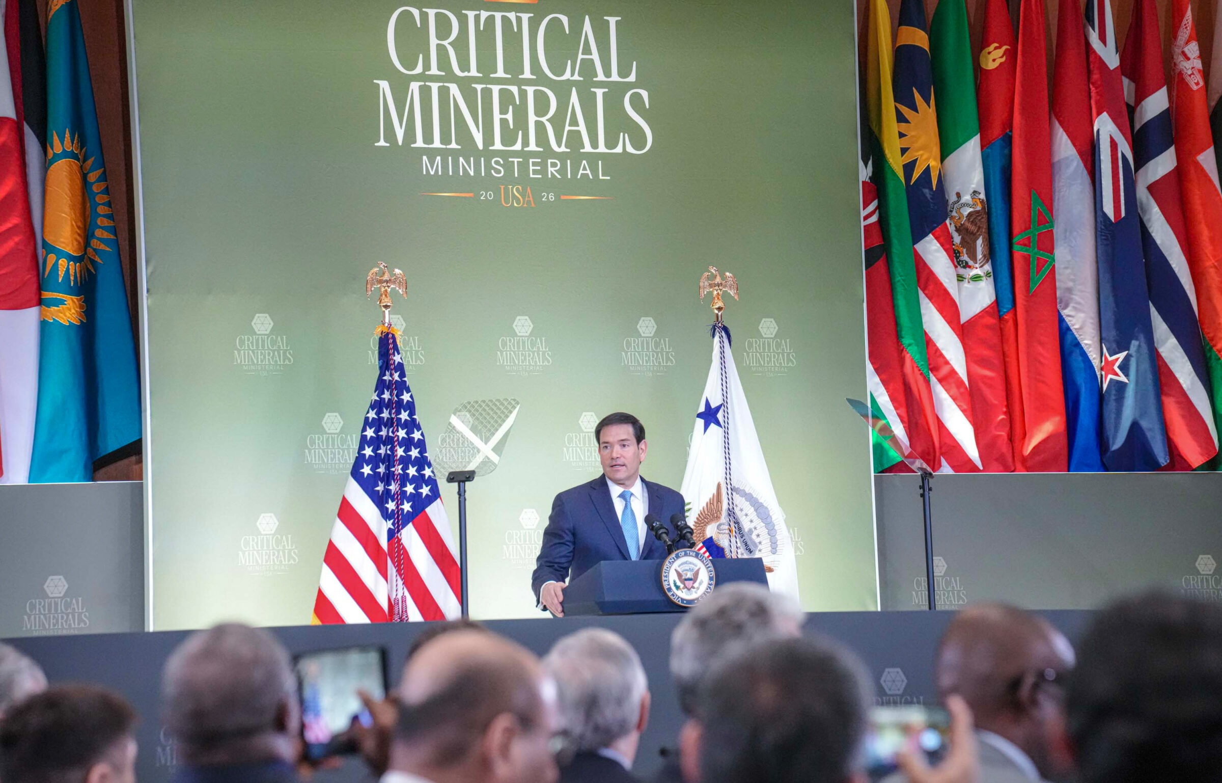 US secretary of state Marco Rubio delivers opening remarks at the Critical Minerals Ministerial in Washington.

(Official State Department photo by Freddie Everett)