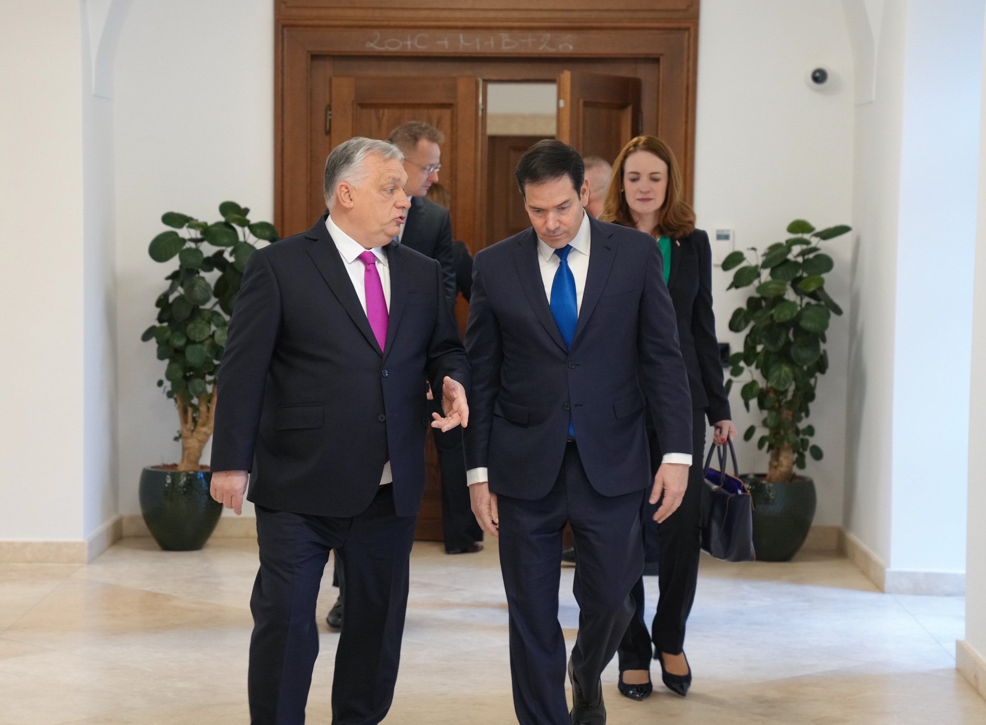 US secretary of state Marco Rubio (l) with Hungarian prime minister Viktor Orbán in Budapest on 16 February 2026