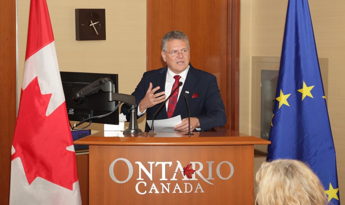 EU trade commissioner Maroš Šefčovič outlined how “more than 40 percent of our €51bn in services trade [with canada] is delivered digitally.”