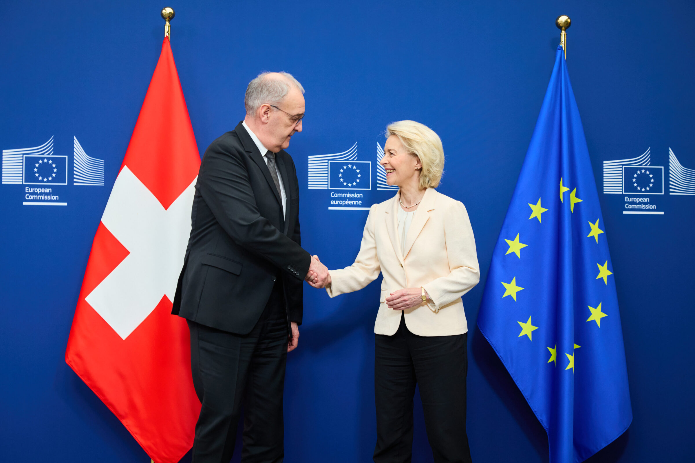 Swiss Confederation president Guy Parmelin and Ursula von der Leyen agreed a series of new sectoral deals on Monday (2 March)