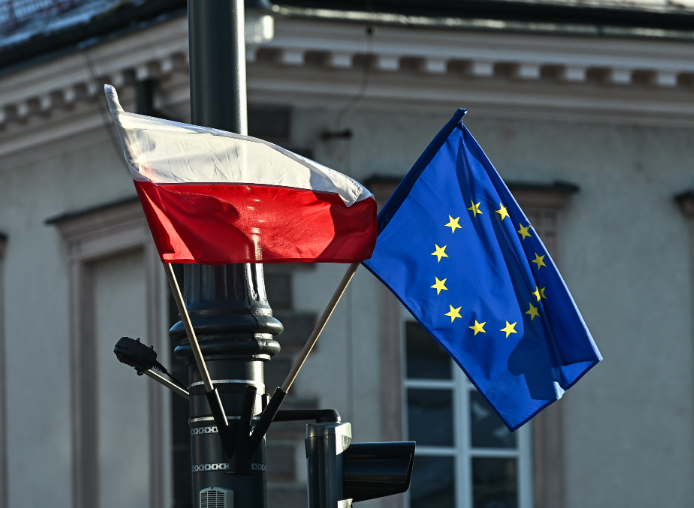 Poland flag EU flag