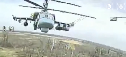 A low-quality but rare view of a Russian Ka-52 just moments before a drone struck it. Reproduction photo – Hungarian Birds
