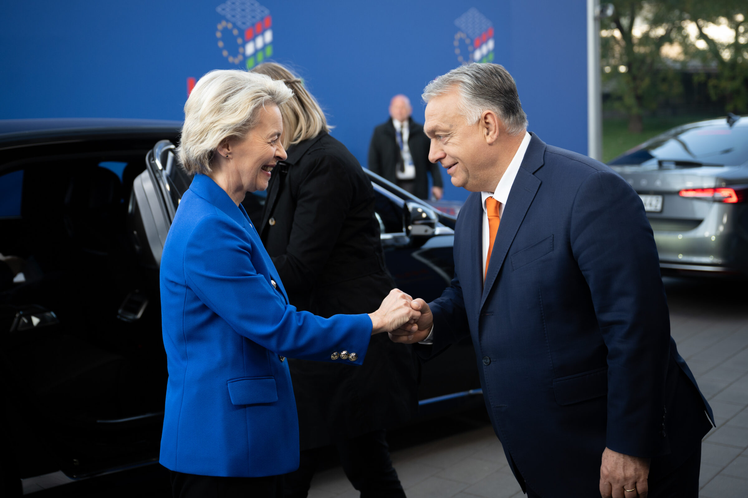 EU Commission president Ursula von der Leyen and Hungarian prime minister Viktor Orbán at the EU Council in Brussels