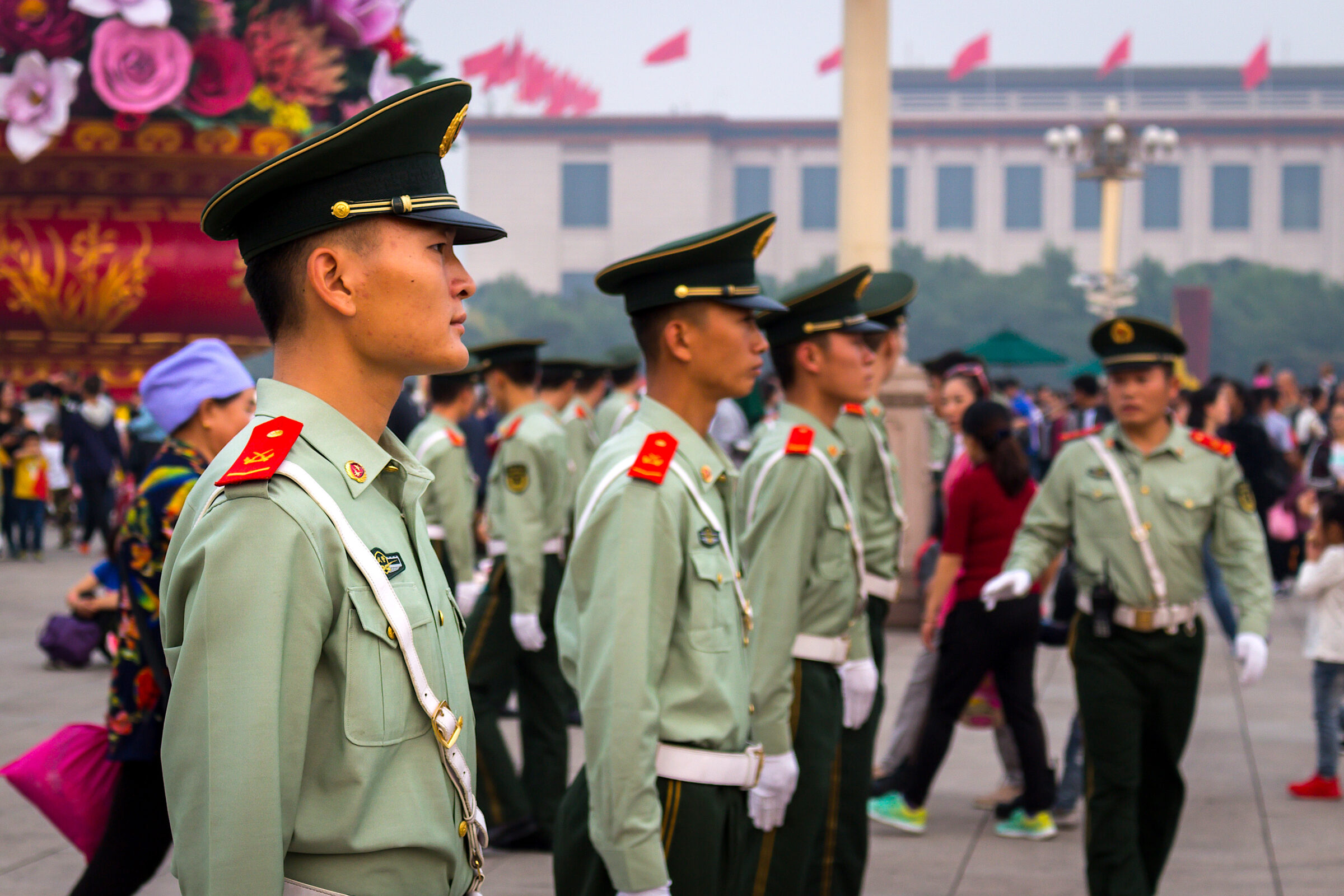 Flag-raising ceremony in Tiananmen Square, Beijing, on 2 October 2016