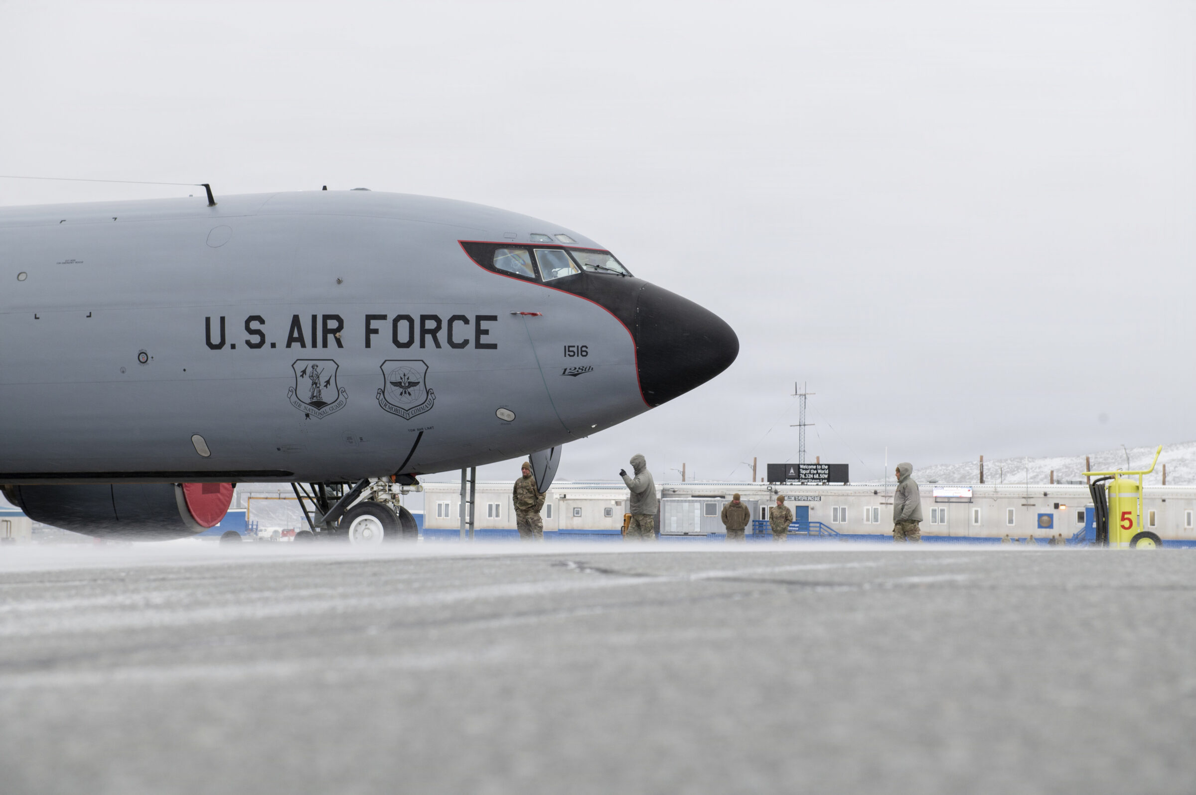 Wisconsin Air National Guard's 128th Air Refueling Wing prepare to load a KC-135 Stratotanker aircraft at Pituffik Space Force Base in Greenland in 2025