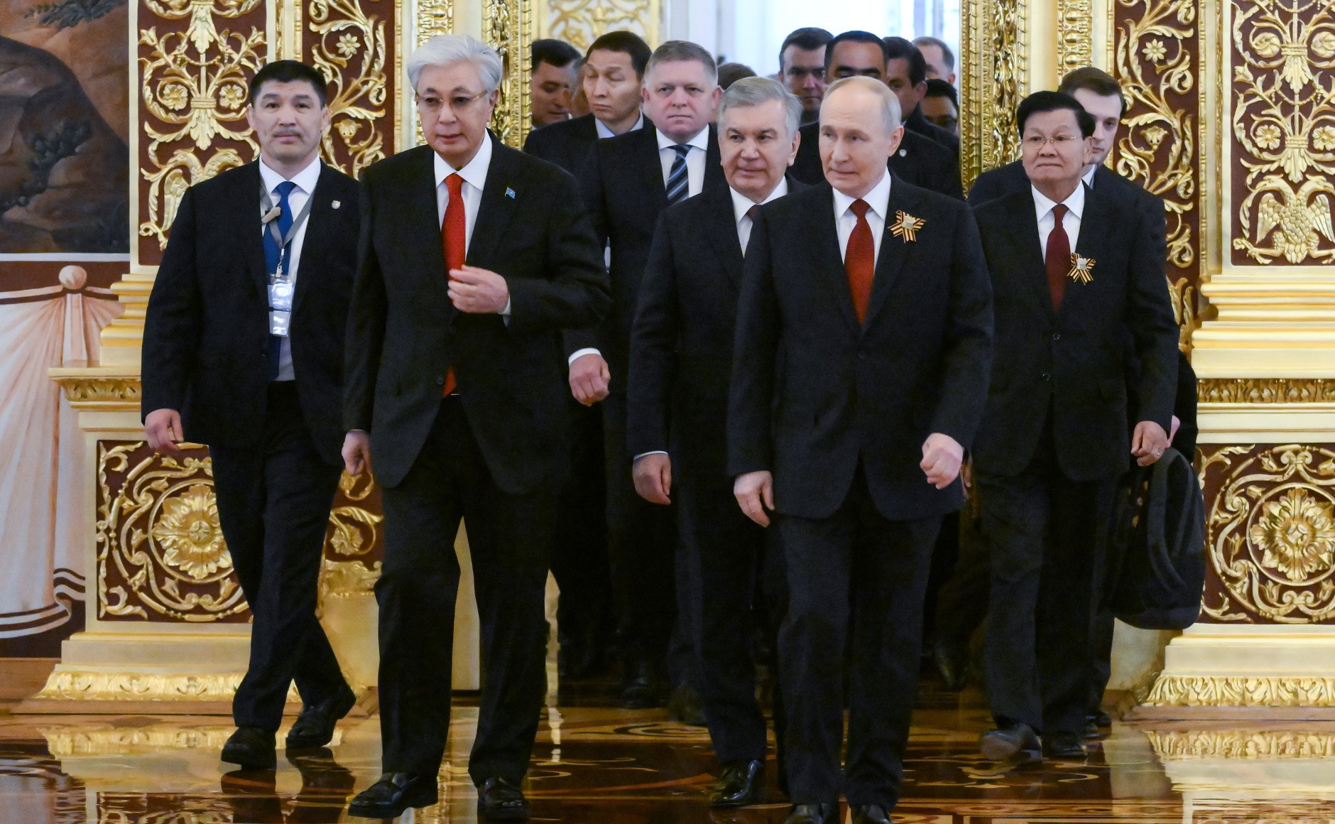 Slovak prime minister Robert Fico (3rd from left) at the Kremlin on 9 May 2026