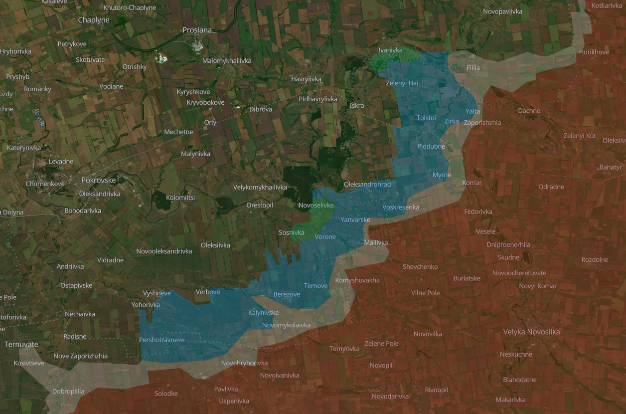 Ukrainians liberated territory between Ternuvate and Novopavlivka. Source: DeepState UA