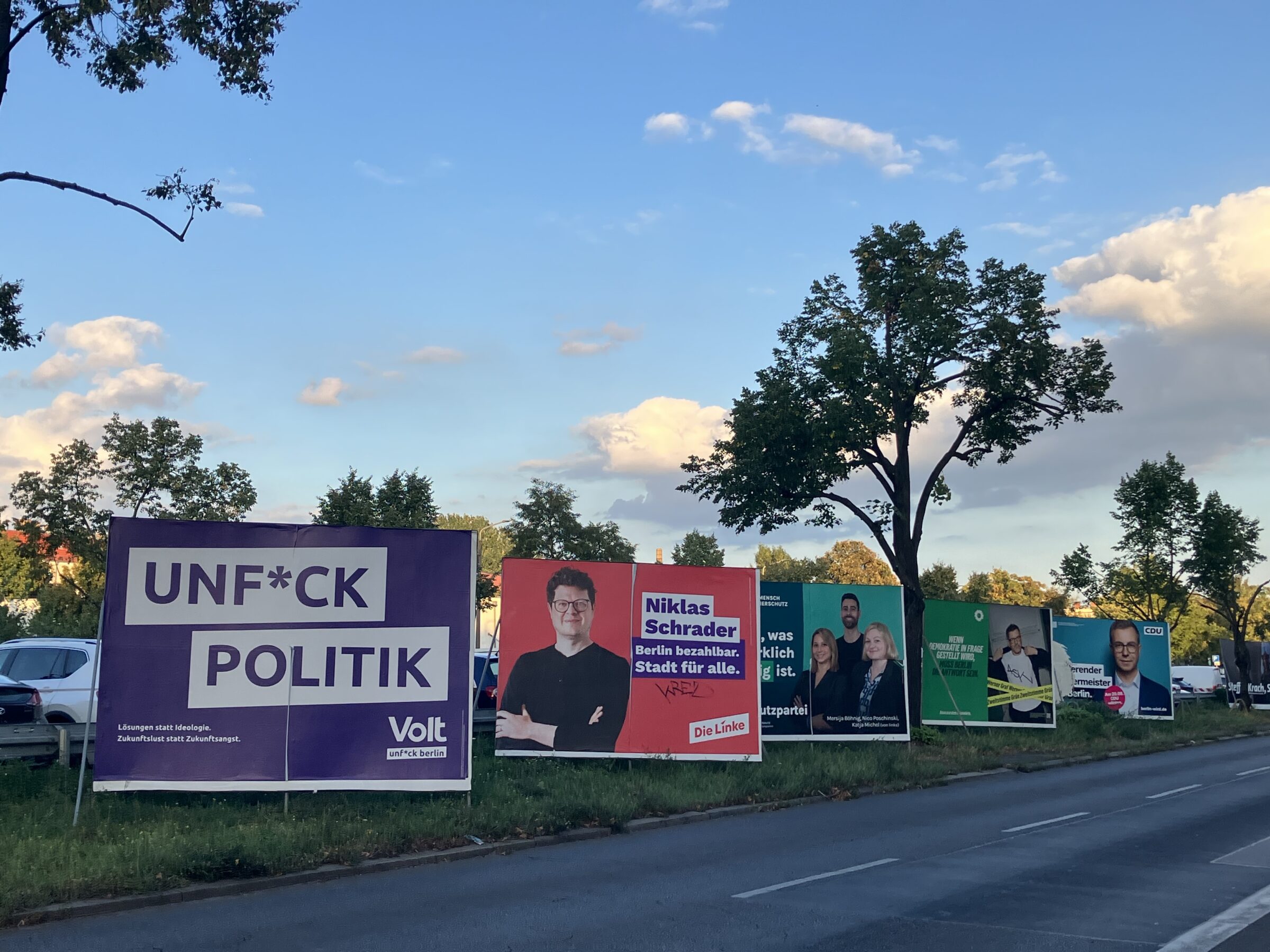 Berlin election posters, September 2026. The EU leaves it up to national governments to decide whether to extend voting rights to regional elections, and few member states have chosen to do so