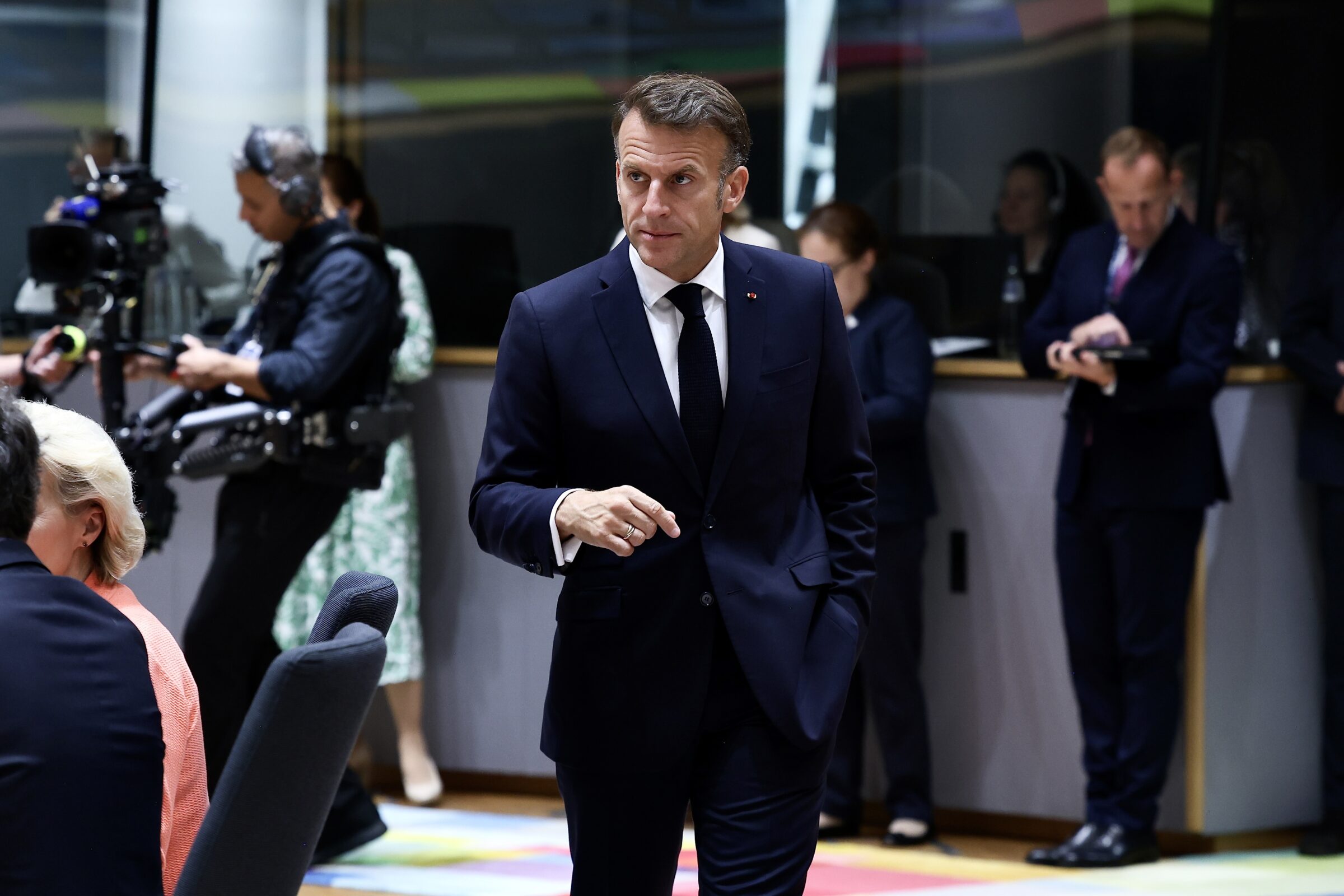 French president Emmanuel Macron at the EU Council in Brussels