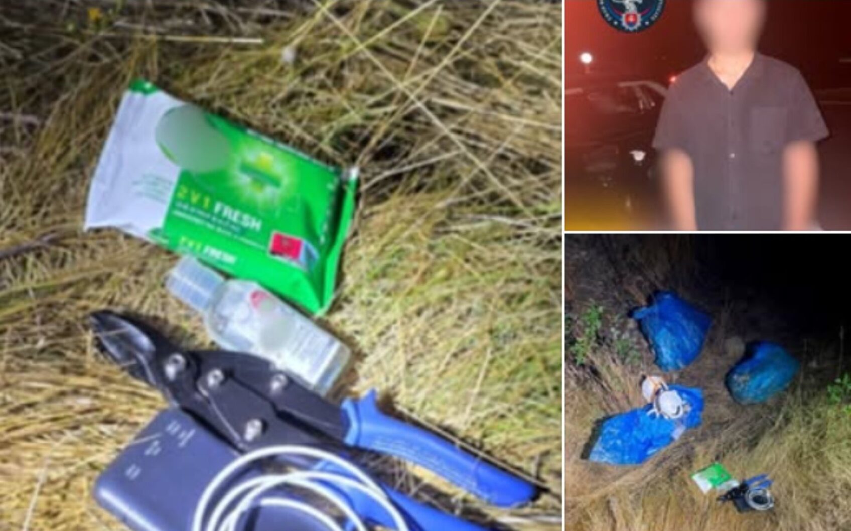 Skyeton: photographs of the arrested attackers and their equipment, released by the police.